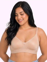 Cotton Non-Padded Plus-Size Full Coverage Bonded Bra | Broad Straps | Hidden Concealer (SUS-401) (Skin)