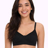 Cotton Non-Padded Full Coverage Bonded T-Shirt Bra | No-Marks, No Rashes (SUS-352) (Black)
