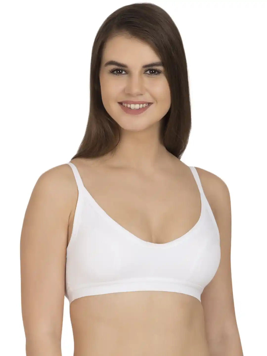 Sushme Beginners Sports Bra - Racer Back - Non Padded - Full Coverage - Wirefree, Seamless T-Shirt Bra (Sushme-272-WH)
