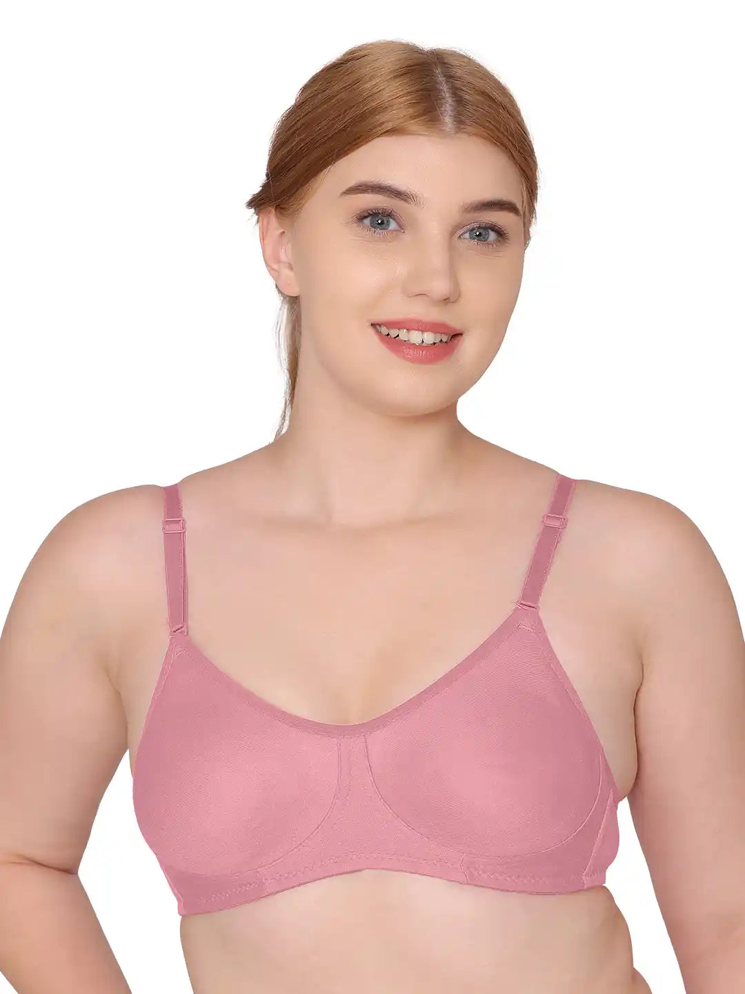 Sushme Non Padded Uniform Bra - Cotton Rich Fabric - Full Coverage, Multiway Straps, Wirefree, Seamless T-Shirt Bra (Sushme-253-PLM)