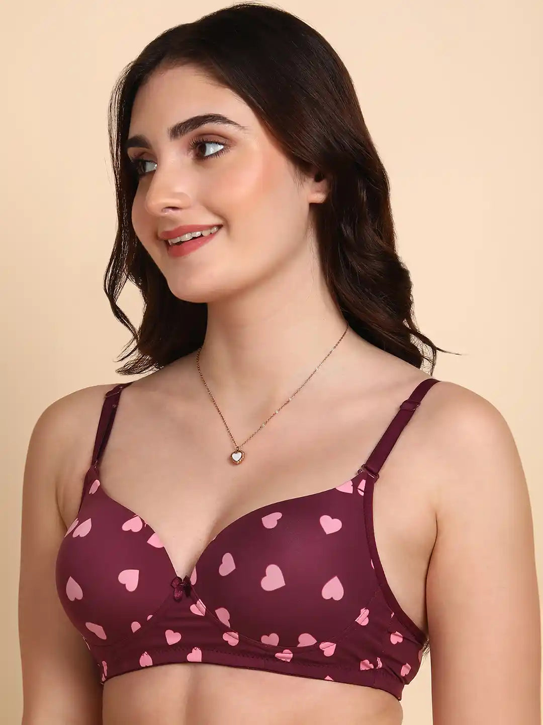 Sushme Medium Padded Cotton Rich Bra - Full Coverage, Seamless, Multiway Straps, Wirefree Everyday T-Shirt Bra (Sushme 15339-PRINTED)