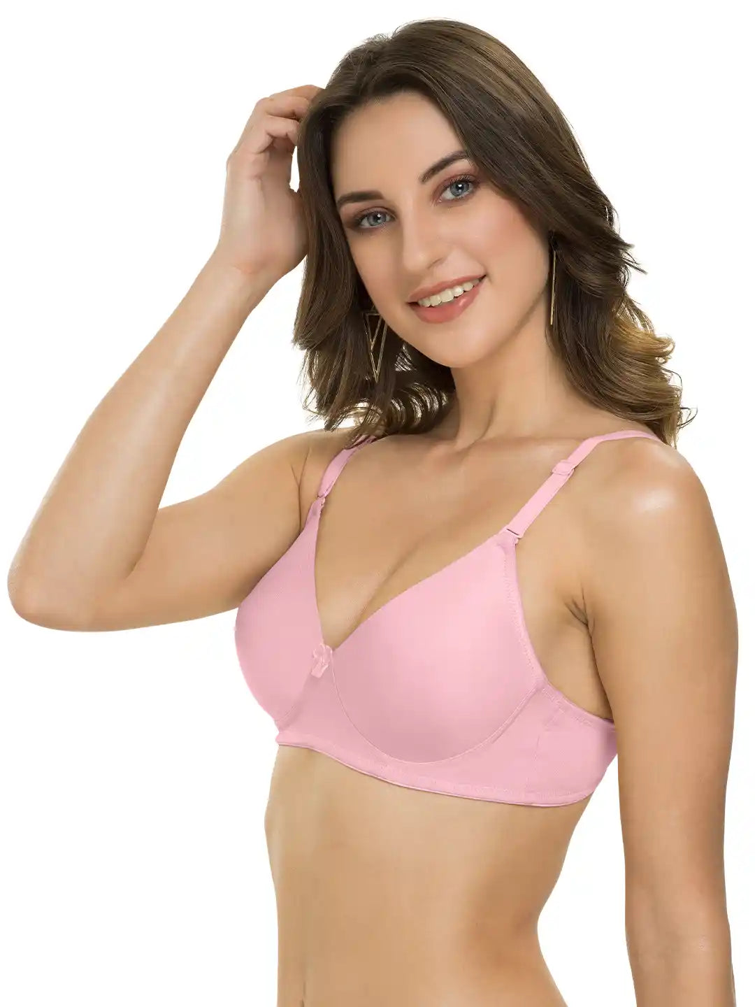 Sushme Lightly Padded Bra - Cotton Rich - Seamless, Full Coverage, Multiway Straps, Wirefree Everyday T-Shirt Bra (Sushme-1570-PLM)