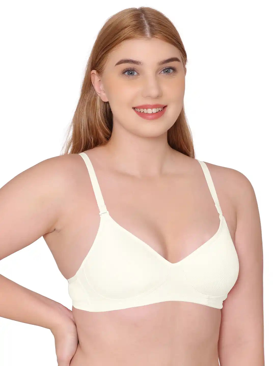 Sushme Lightly Padded Super Soft Bra - Cotton Rich - Full Coverage, Multiway Straps, Wireless, Seamless- T-Shirt Bra (Sushme 611-OFFW)
