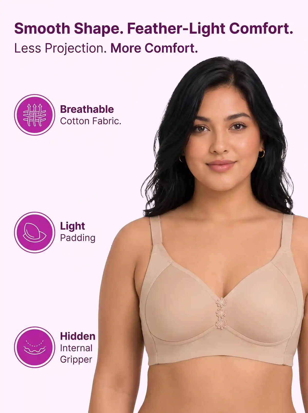 Cotton Padded Plus-Size M-Frame Minimiser Bonded Bra | Full Coverage Panels (SUS-408) (Skin)