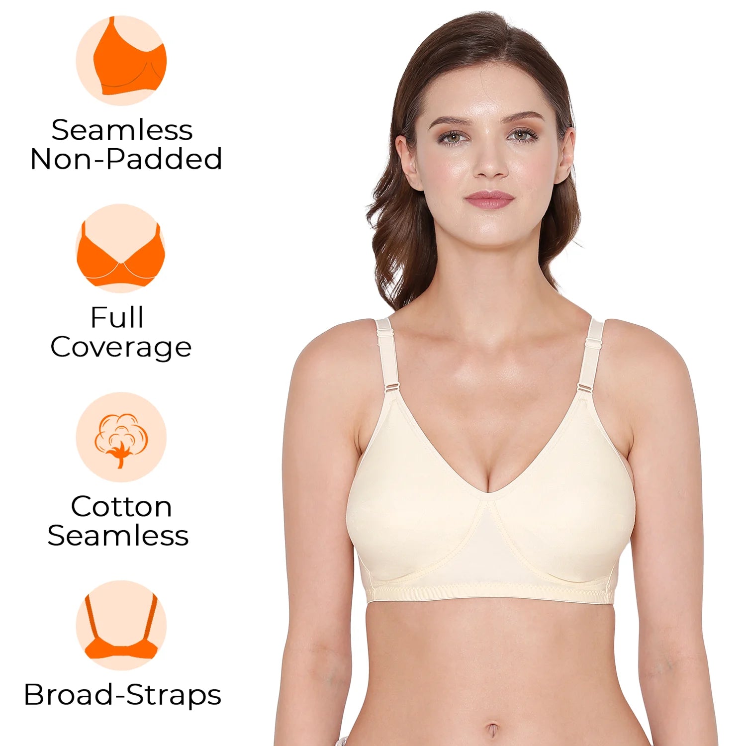 Sushme Minimiser Bra - Everyday Fit - Non Padded - Cotton Rich - Full Coverage - Wirefree - Adjustable Regular Straps - Seamed Bra (Sushme SS-03-SK)
