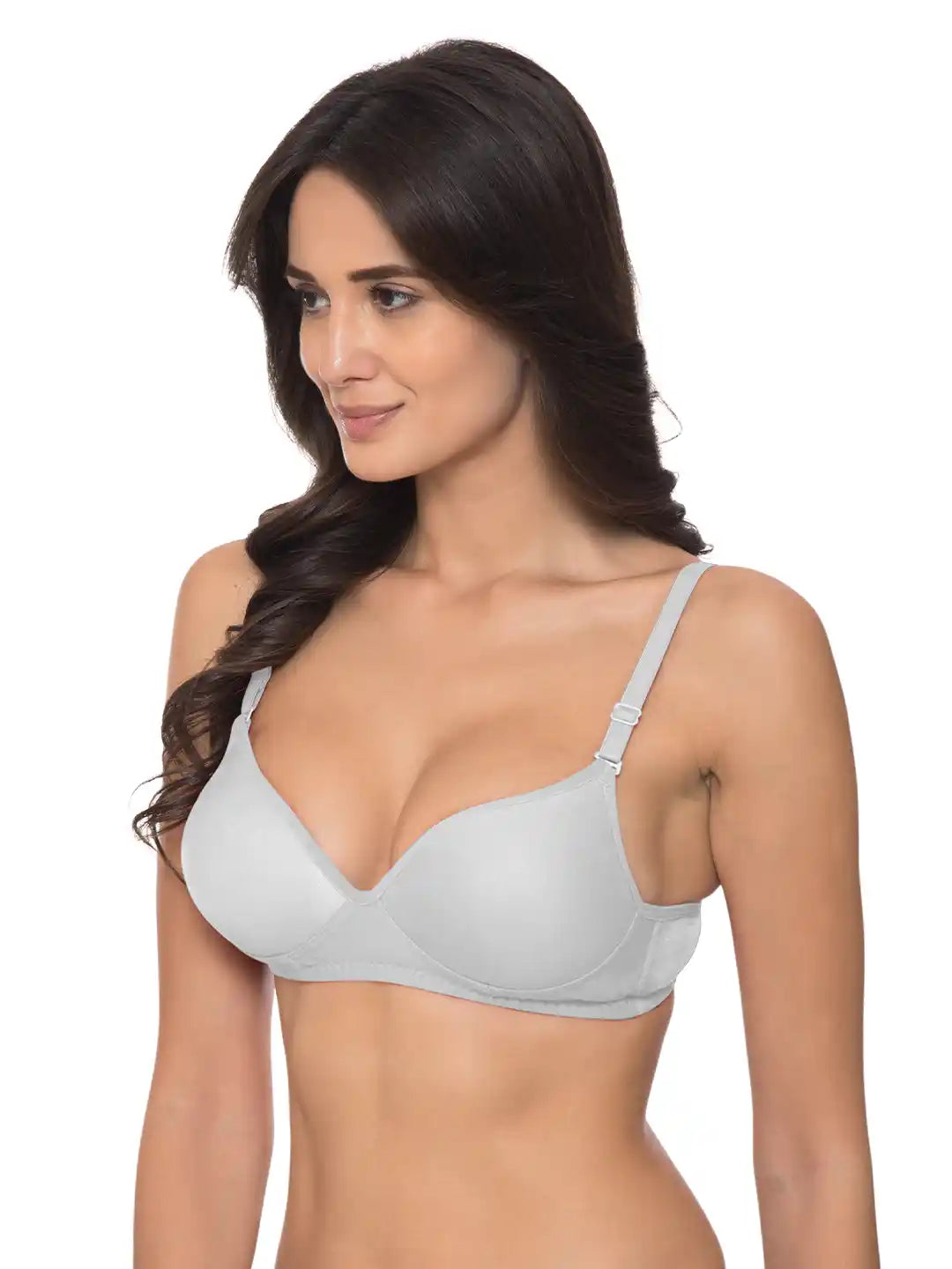Sushme Heavily Padded Push-Up Bra - Cotton Rich - Balconette - 3/4th Coverage, Seamless, Wireless, Multiway Straps - T-Shirt Bra (Sushme 15-GRY)