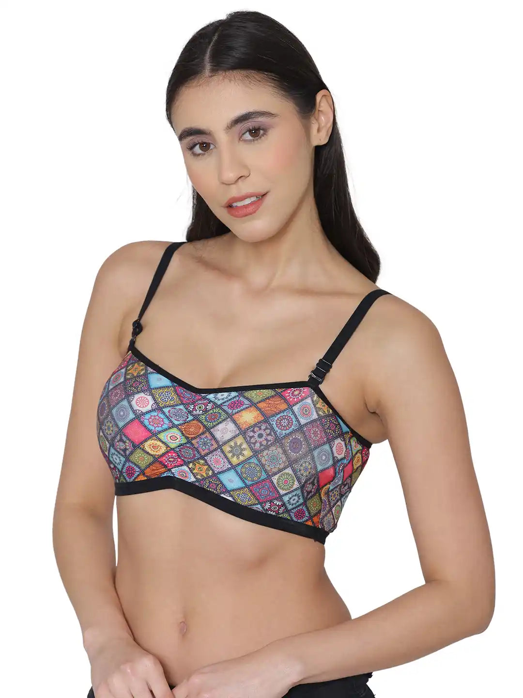 Sushme Minimiser Non Padded - 100% Cotton - U-Shaped Back - Full Coverage, Wirefree, Seamless T-Shirt Bra (Sushme TUBE BRA 279132-PRINTED)