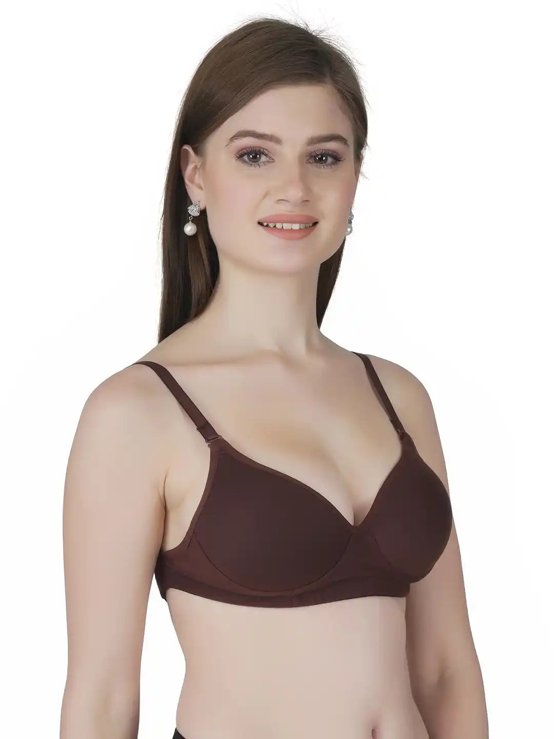 Sushme Transparent Lightly Padded Backless Bra - Cotton Rich - Seamless, Full Coverage, Multiway Straps - T-Shirt Bra (Sushme 516-COFE)