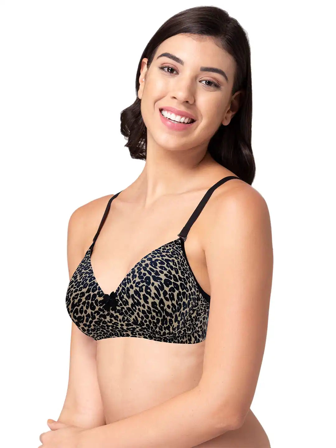 Sushme Backless Transparent Back Bra - Lightly Padded - Soft Polyamide Fabric - Seamless, Full Coverage, Multiway Straps - T-Shirt Bra (Sushme 19943-PRINTED)