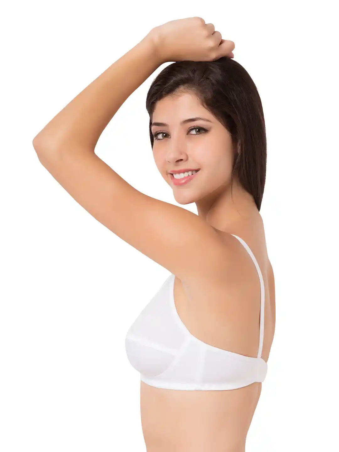 Sushme 100% Cotton Minimizer Bra - Non-Padded - Full Coverage - Regular Straps, Wireless - Seamed Bra (Sushme 35-WH)