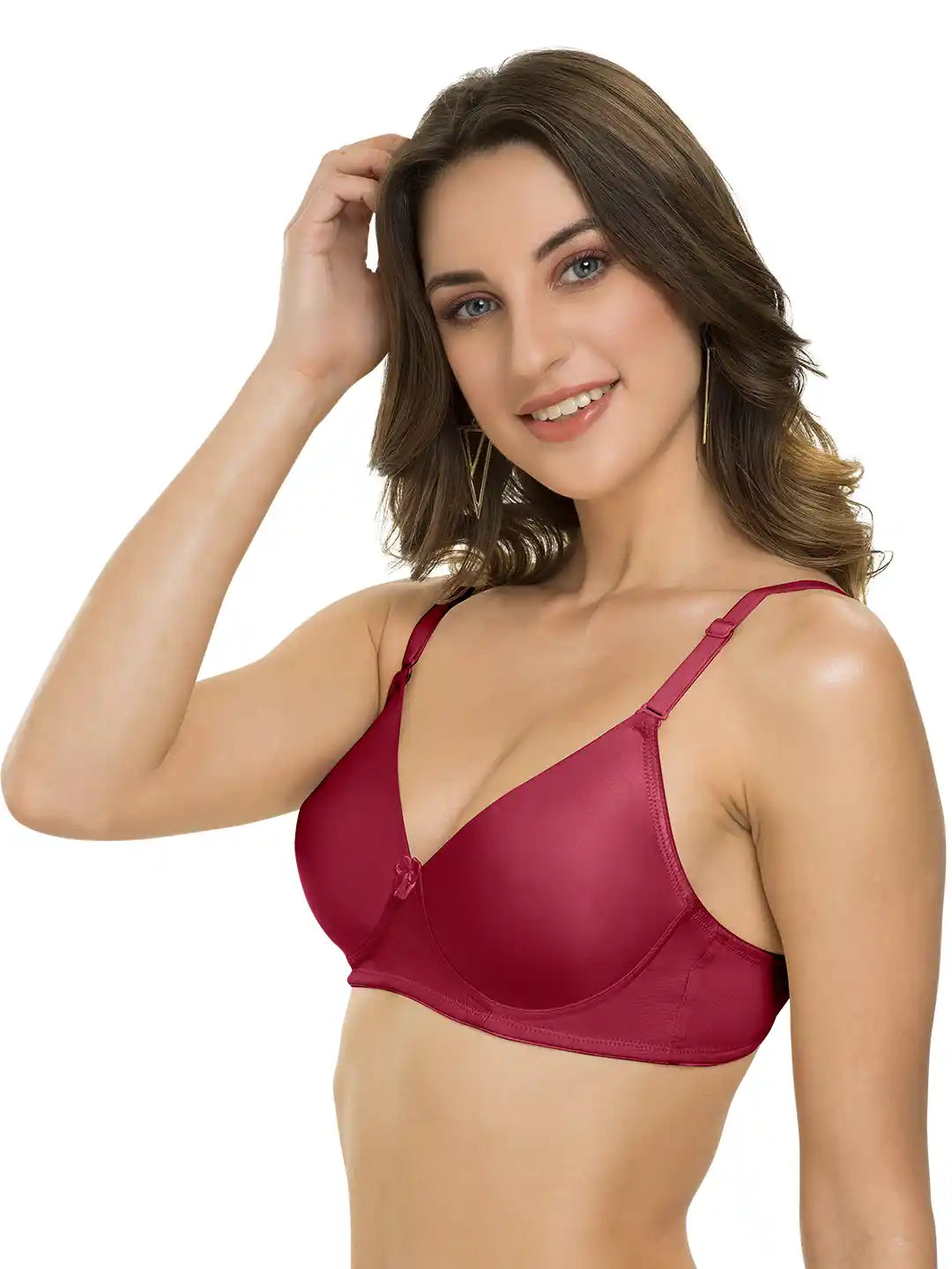 Sushme Heavily Padded Semi Push-Up Bra - Soft Polyamide Fabric - 3/4th Coverage, Wireless, Multiway Straps, Seamless - Everyday T-Shirt Bra (Sushme-199-WIN)