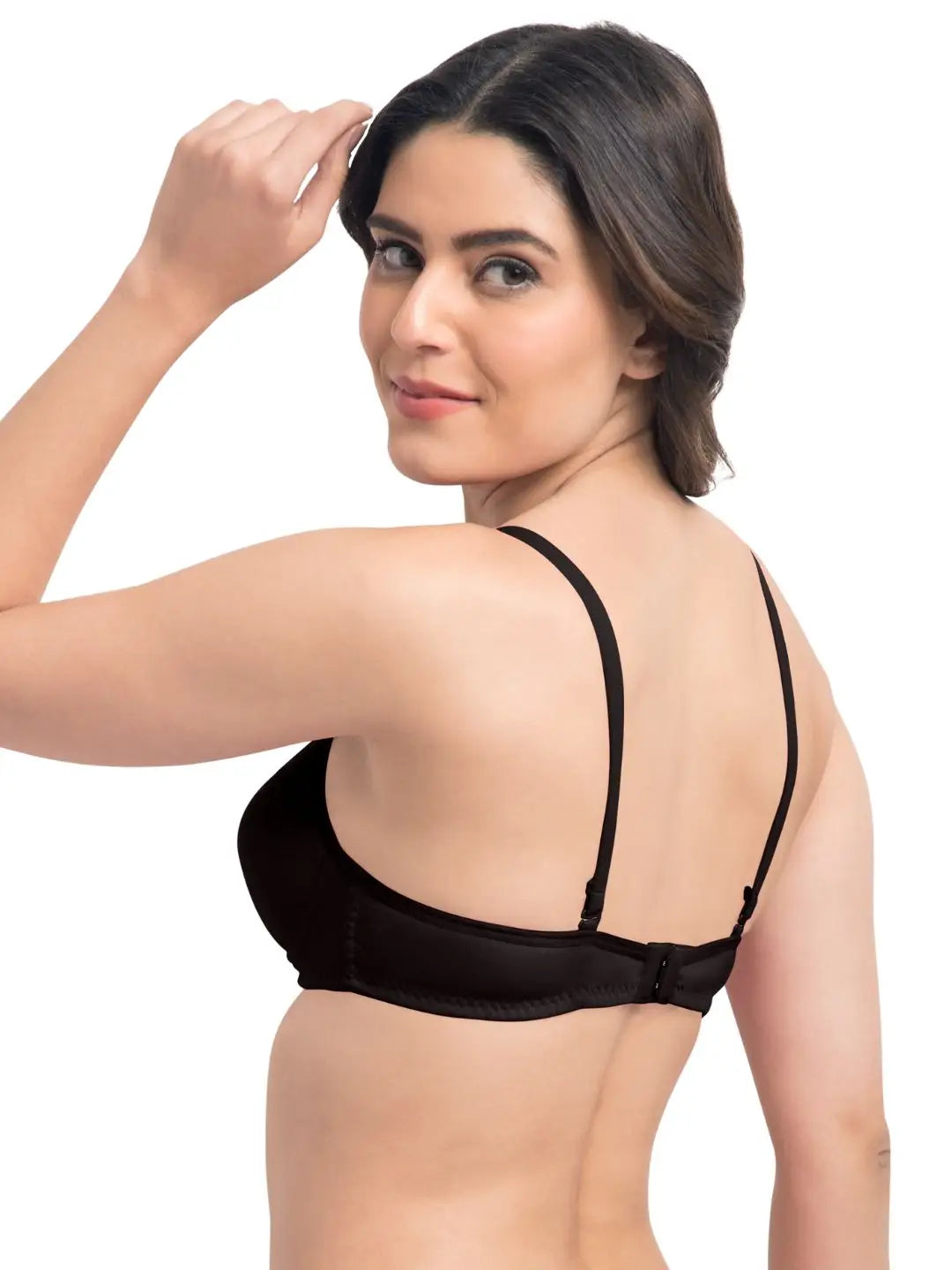 Sushme Super Soft Medium Padded Bra - Cotton Rich - Full Coverage - Wirefree - Multiway Straps - Seamless T-shirt Bra (Sushme 5413-BLK)