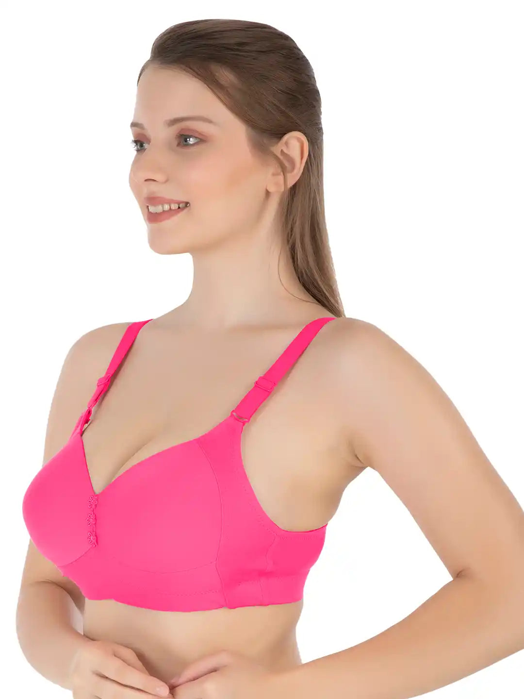 Sushme Minimiser Medium Padded Cotton Lycra Bra (Plus Size) - Triple Hook - Full Coverage - Wirefree - Seamless T-Shirt Bra (Sushme-LW-320-RASPY)