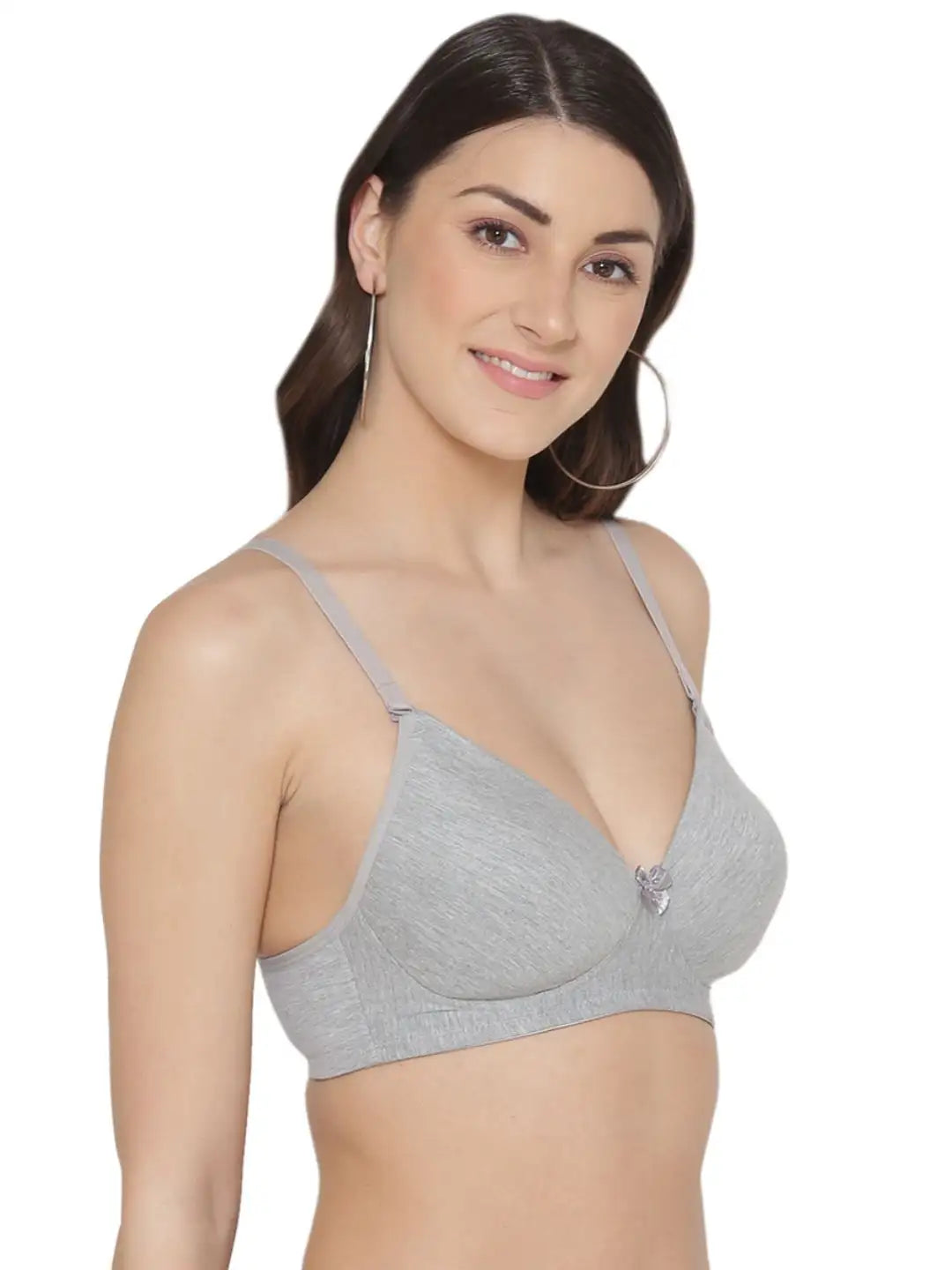 Sushme Lightly Padded Cotton Lycra Bra (Plus Size) - Wirefee, Full Coverage, Multiway Straps Seamless Bra (Sushme-LW-313-GRY)