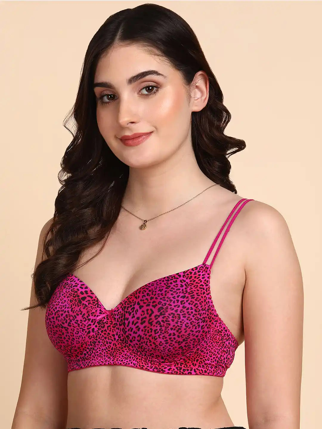 Sushme Backless Transparent Back Bra - Lightly Padded - Soft Polyamide Fabric - Seamless, Full Coverage, Multiway Straps - T-Shirt Bra (Sushme 19203-PRINTED)